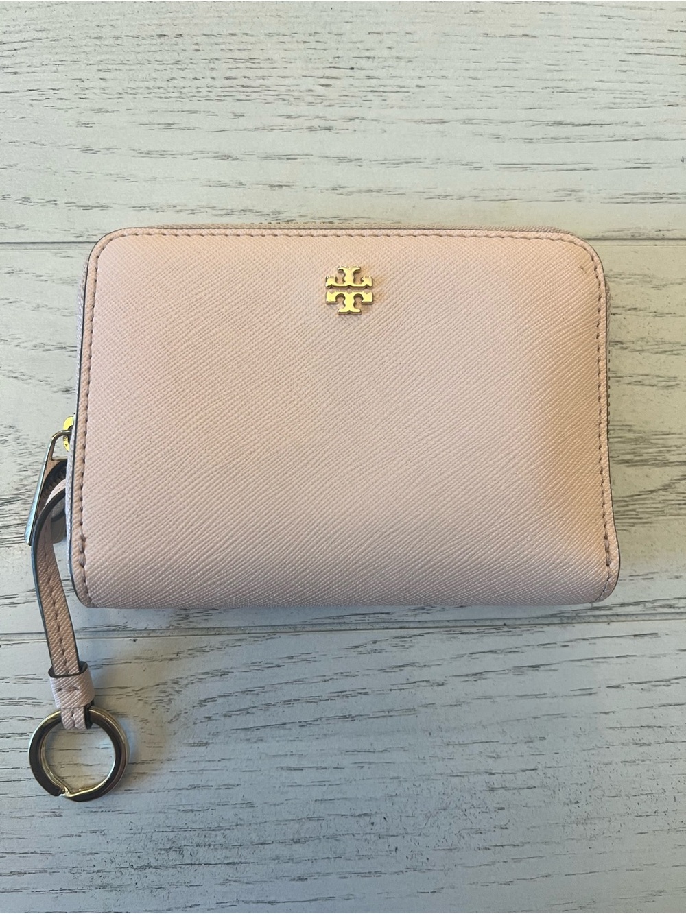 Tory Burch Blush Pink Zip Wallet with Key Ring